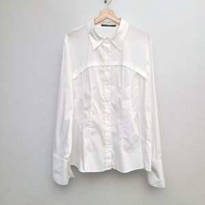 Lauren Vidal Paris button up blouse, XXL, white